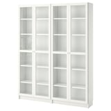 BILLY / OXBERG Bibliothèque, blanc/verre, 160x30x202 cm
