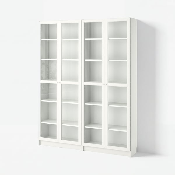 BILLY / OXBERG Bibliothèque, blanc/verre, 160x30x202 cm