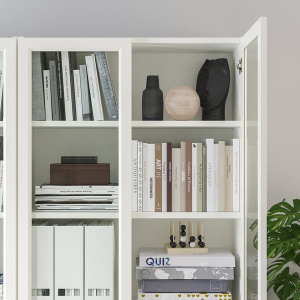 BILLY / OXBERG Bibliothèque vitrée, blanc, 120x30x202 cm