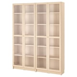 BILLY / OXBERG Combi bibliothèque+portes vitrées, motif bouleau, 160x202 cm