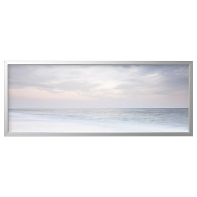 BJÖRKSTA Image avec cadre, bercement des vagues/couleur aluminium, 140x56 cm