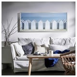 BJÖRKSTA Image avec cadre, cabines de plage/couleur aluminium, 140x56 cm