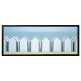 BJÖRKSTA Image avec cadre, cabines de plage/noir, 140x56 cm