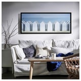 BJÖRKSTA Image avec cadre, cabines de plage/noir, 140x56 cm