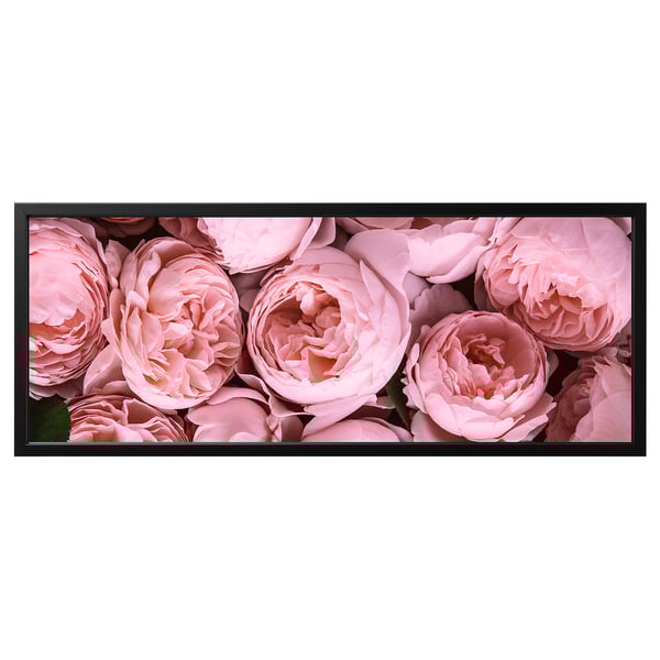 BJÖRKSTA Image avec cadre, Pivoine rose/noir, 140x56 cm