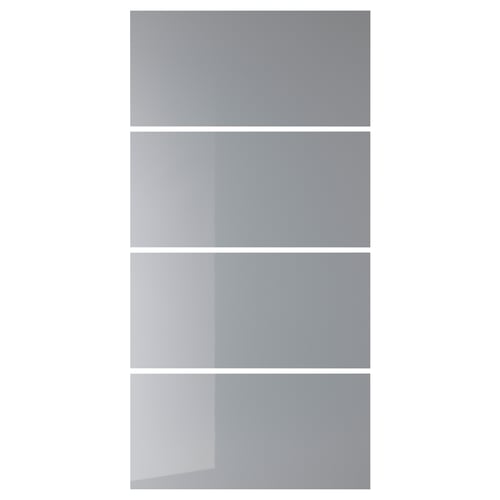 BJÖRNÖYA 4 panneaux pour porte coulissante, gris effet teinté, 100x201 cm