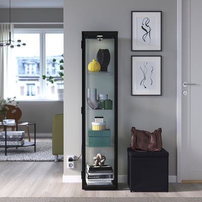 BLÅLIDEN / STRIMSÄV Vitrine av éclairage, noir
