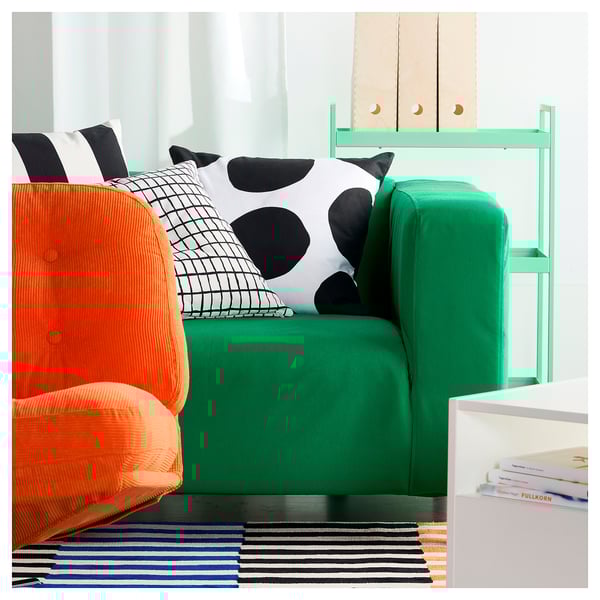 BLÅMUNKAR Housse de coussin, blanc/noir/motif à pois, 50x50 cm