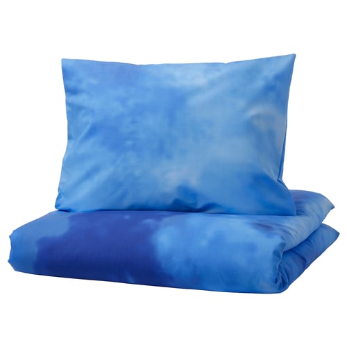 BLÅVINGAD Housse de couette et 1 taie, motif marin/bleu, 150x200/50x60 cm