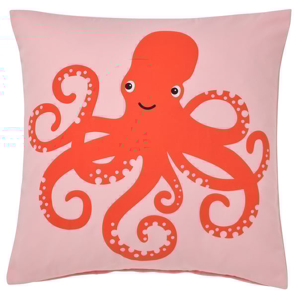 BLÅVINGAD Housse de coussin, motif pieuvre/rose, 50x50 cm
