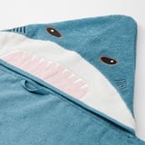 BLÅVINGAD Serviette à capuche, en forme de requin/gris bleu, 70x140 cm