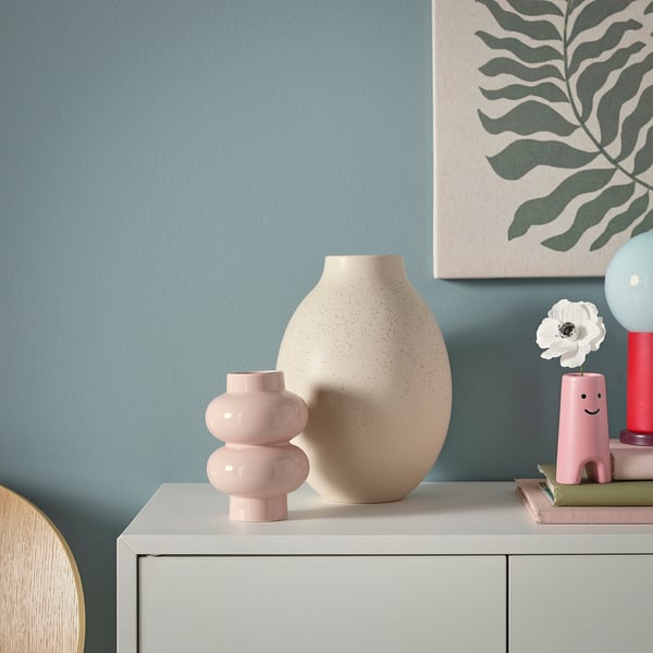 BLODBJÖRK Vase, beige, 25 cm