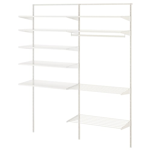 BOAXEL Rangement buanderie, blanc/métal, 165x40x201 cm