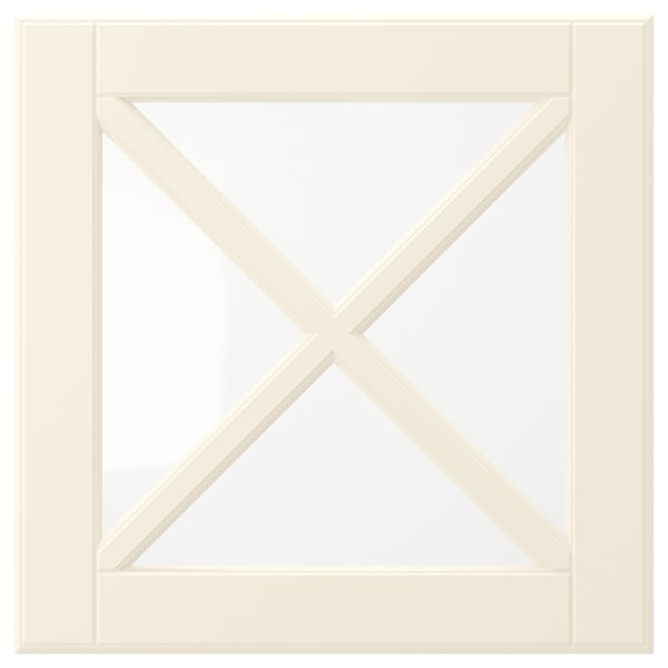 BODBYN Porte vitrée avec croisillon, blanc cassé, 40x40 cm