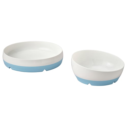BÖRJA Assiette et bol, blanc/bleu