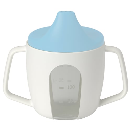 BÖRJA Gobelet 1er âge, blanc/bleu