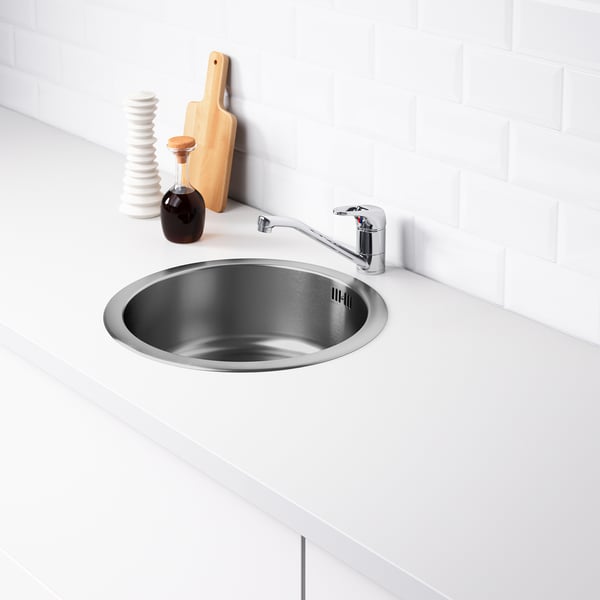 BOHOLMEN Évier intégré, 1 bac, acier inoxydable, 45 cm