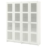 BRIMNES Combinaison rangement ptes vitrées, blanc, 160x35x190 cm