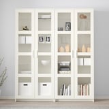 BRIMNES Combinaison rangement ptes vitrées, blanc, 160x35x190 cm