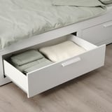 BRIMNES Lit banquette 2p (struct + matelas), blanc/Åfjäll mi-ferme, 80x200 cm