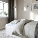 BRIMNES Lit banquette 2p (struct + matelas), blanc/Åfjäll mi-ferme, 80x200 cm