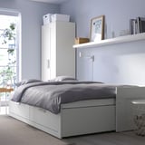 BRIMNES Lit banquette 2p (struct + matelas), blanc/Åfjäll mi-ferme, 80x200 cm
