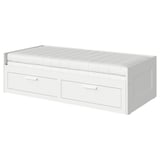 BRIMNES Lit banquette 2p (struct + matelas), blanc/Åfjäll mi-ferme, 80x200 cm