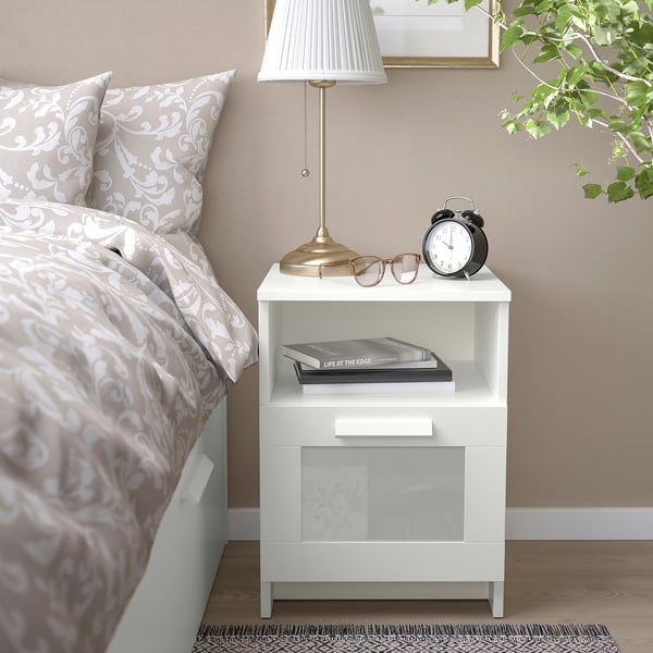 BRIMNES Table de chevet, blanc, 39x41 cm