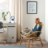 BROBOCK / BJÖRKTRAST Fauteuil avec coussin, rotin blanc/noir