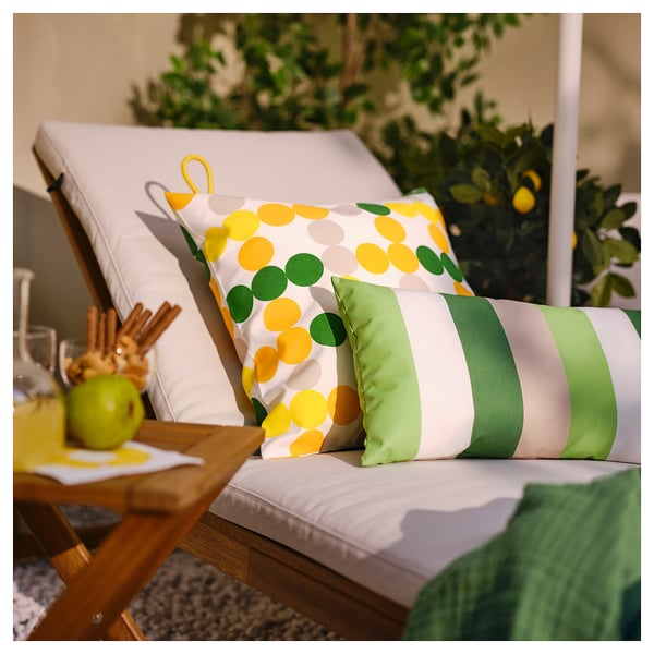 BRÖGGAN Housse de coussin, int/ext, motif à pois multicolore, 50x50 cm