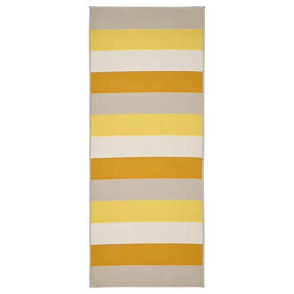 BRÖGGAN Tapis tissé à plat, int/extérieur, jaune, 80x200 cm