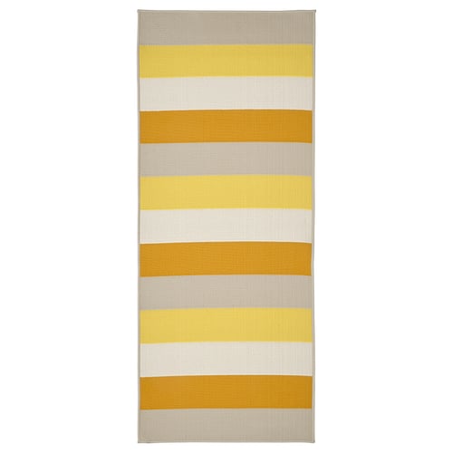 BRÖGGAN Tapis tissé à plat, int/extérieur, jaune, 80x200 cm