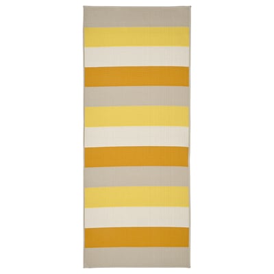 BRÖGGAN Tapis tissé à plat, int/extérieur, jaune, 80x200 cm