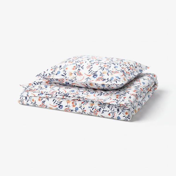 BRUDKRUSBÄR Housse de couette et 1 taie, blanc multicolore/motif floral, 150x200/50x60 cm