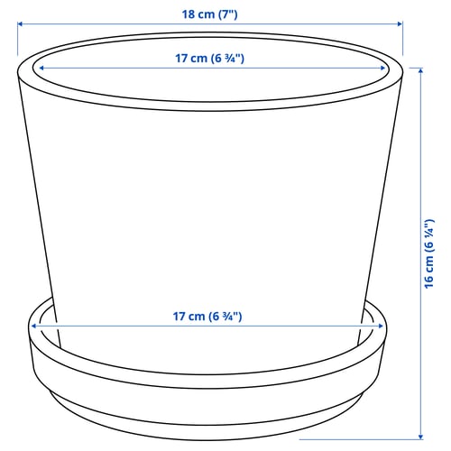 BRUNBÄR Pot avec coupelle, extérieur terre cuite, 15 cm