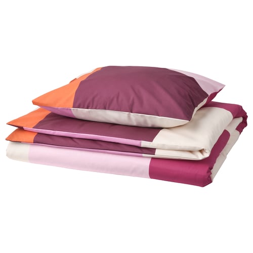 BRUNKRISSLA Housse de couette et 1 taie, rose, 150x200/50x60 cm