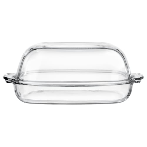 BUREN Plat service/four couvercle, verre transparent, 42x26 cm