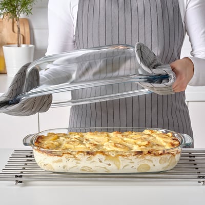 BUREN Plat service/four couvercle, verre transparent, 42x26 cm
