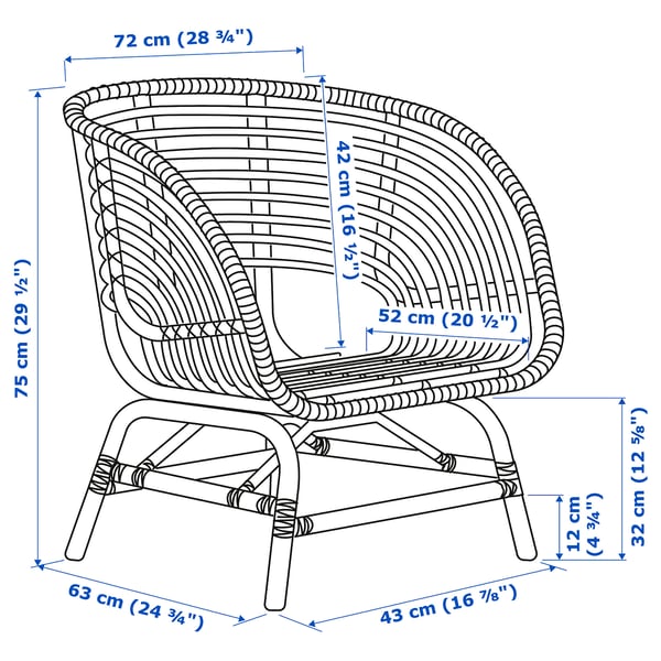 BUSKBO Fauteuil, rotin/Djupvik blanc