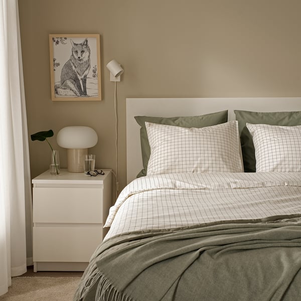 DOFTAKLEJA Housse de couette et 1 taie, blanc/anthracite, 150x200/50x60 cm
