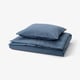 DOFTAKLEJA Housse de couette et 1 taie, bleu foncé/brun clair, 150x200/50x60 cm