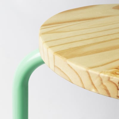 DOMSTEN Tabouret, vert clair/pin
