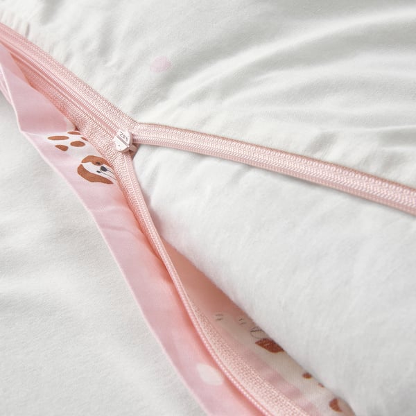 DRÖMSLOTT Housse couette+1 taie pour lit bébé, motif chiot/rose, 110x125/35x55 cm