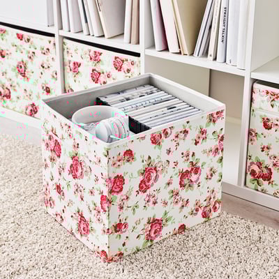 DRÖNA Rangement tissu, à motif floral, 33x38x33 cm