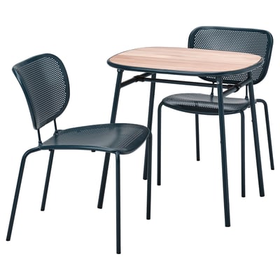 DUVSKÄR Table et 2 chaises, extérieur/bleu noir