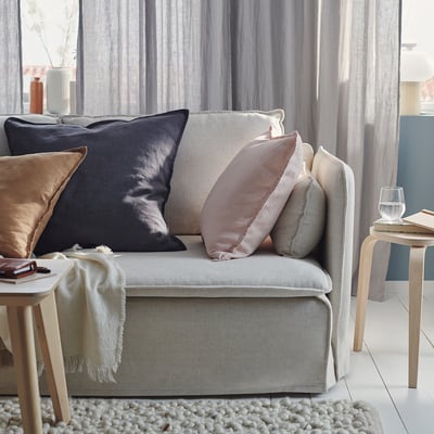 DYTÅG Housse de coussin, gris foncé, 65x65 cm