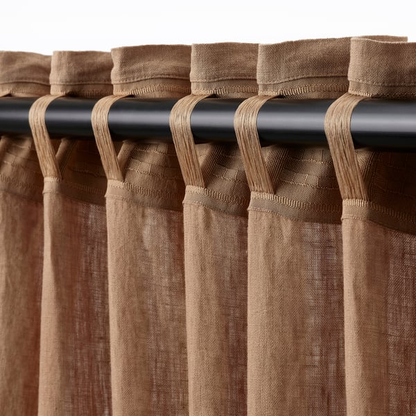 DYTÅG Rideaux, 2 pièces, beige foncé/ruflette, 145x300 cm