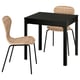 EKEDALEN / ÄLVSTA Table et 2 chaises, brun foncé/rotin noir, 80/120 cm