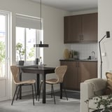EKEDALEN / ÄLVSTA Table et 2 chaises, brun foncé/rotin noir, 80/120 cm