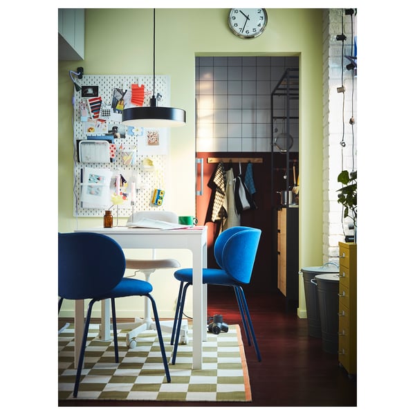 EKEDALEN / KRYLBO Table et 2 chaises, blanc/Tonerud bleu, 80/120 cm